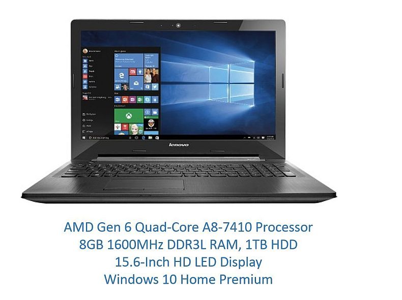 2016 Newest Lenovo G51 15.6-Inch Laptop (AMD Gen 6 Quad-Core A8-7410 CPU 2.2GHz up to 2.50GHz, 8GB DDR3 RAM 1TB HDD, DVDRW, Webcam, HDMI, USB 3.0, Bluetooth, 802.11ac WiFi, Dolby Audio, Windows 10)
