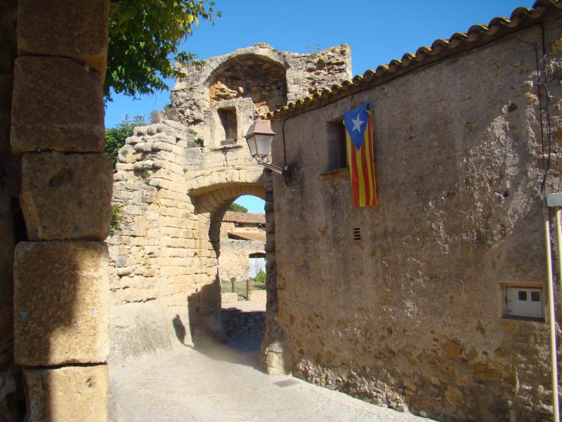 Catalan flag on streets of  Peratallada