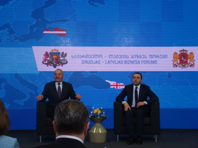 Latvian President Andris Berzins and Georgian Prime Minister Irakli Garibashvili