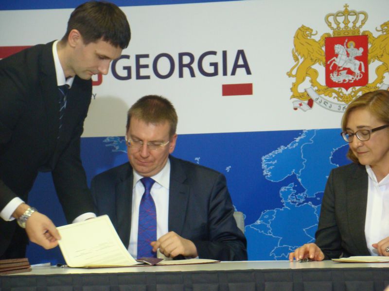 Ministers of Foreign affairs of Latvia (Edgars Rinkevics) and Georgia Tamar Beruchashvili 