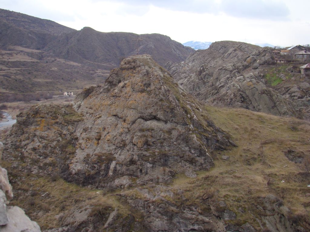 Rocky mountains around fortress and Akhaltsikhe town