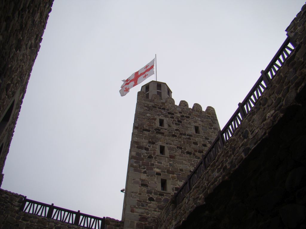 On the road to reach Georgian Flag up in the tower