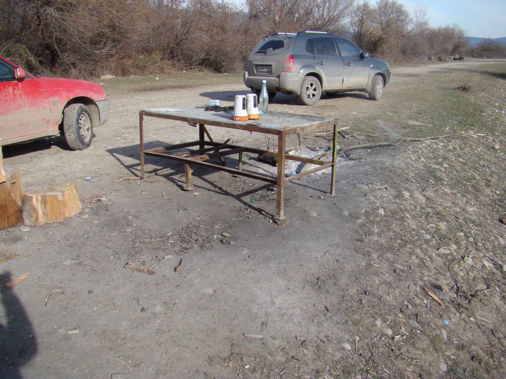 Parking lot near fish ponds