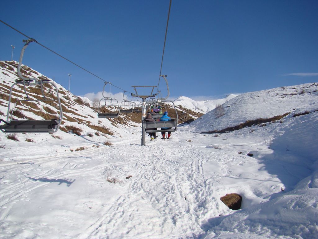 Open cabin ski lifts at Gudauri