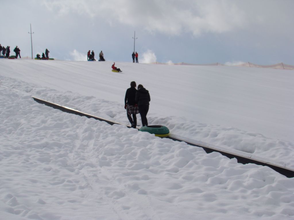 Snow tube riding at Gudauri