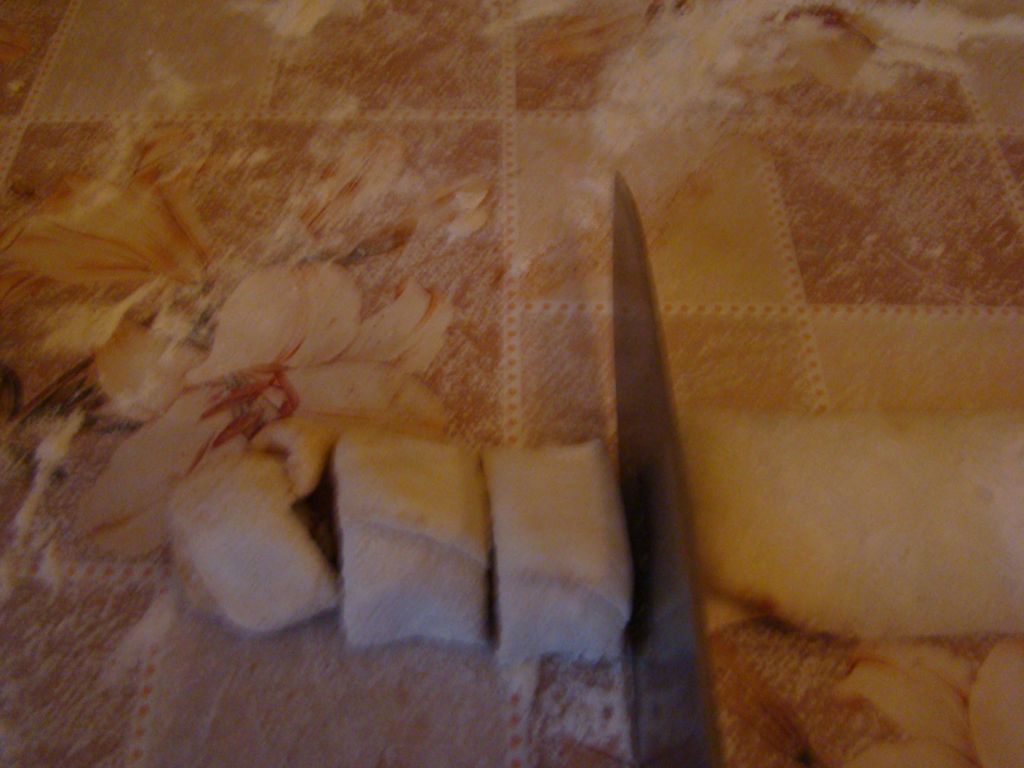 Wrap it up and cut with a sharp knife