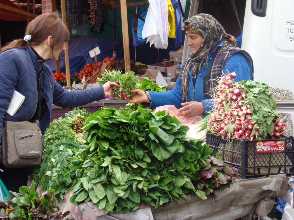 Radishes and sorrels for sale at market