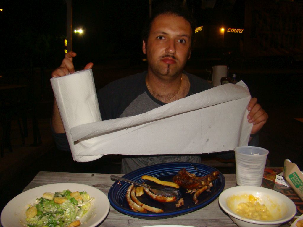 Author of this blog eating pork ribs