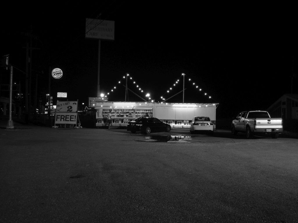 Gretna Fireworks store in B&W