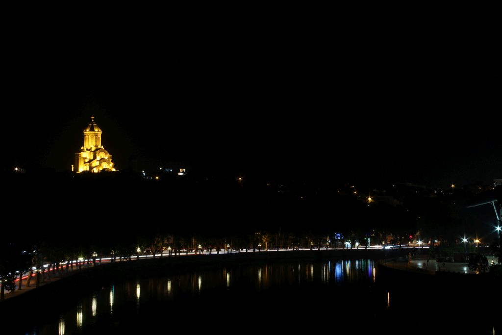 Sameba Cathedral in Tbilisi by night