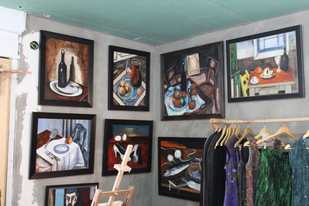Paintings and dresses at Kon - Tiki Art Studio