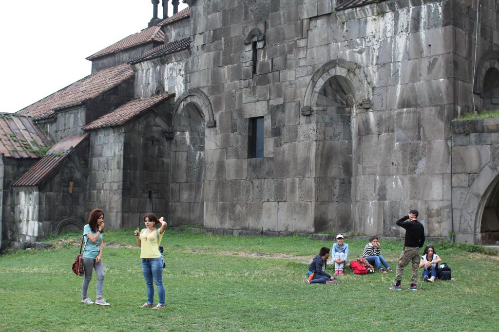 Tourists in rest at Haghpat monastery