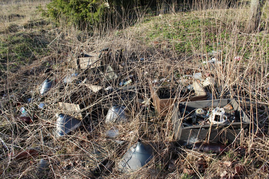 A dump of old TV's in the yard