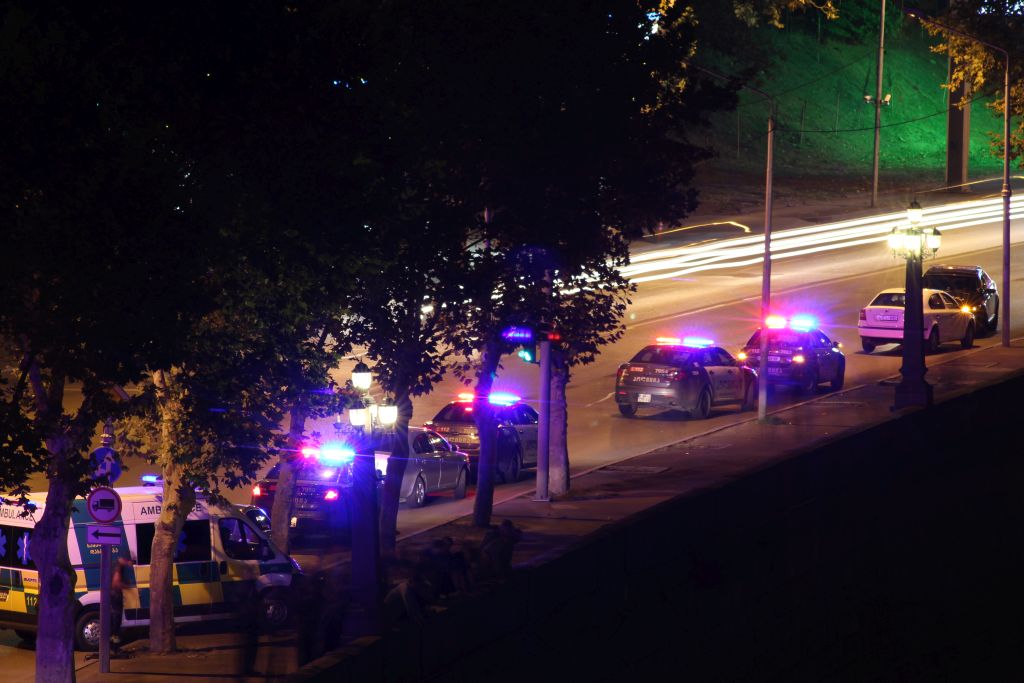 Georgian emergency services rescuing a person