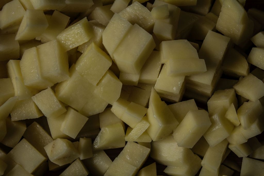 Sliced potatoes