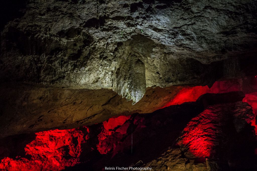 Light decorated limestones  inside Prometheus cave