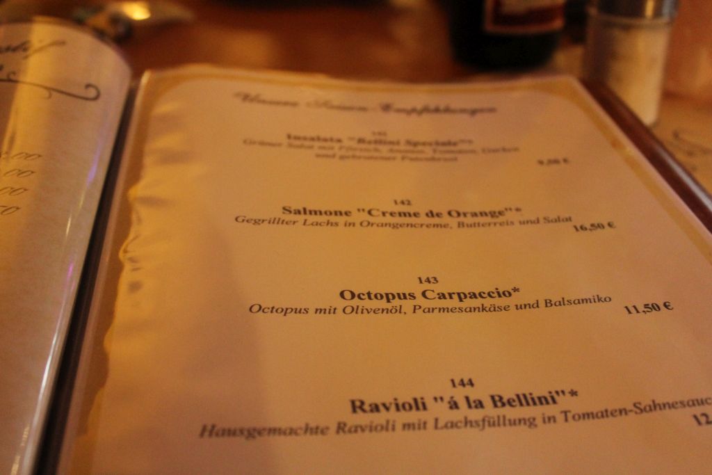 Menu at Restaurant Bellini