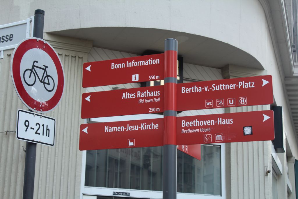 Plenty of tourist signs won't let you get lost in city of Bonn