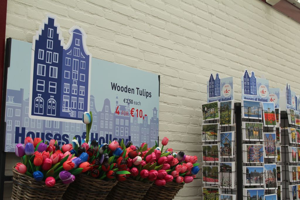 Wooden tulips for sale at Keukenhof