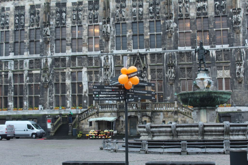 Tourist Signs near Aachen Town Hall