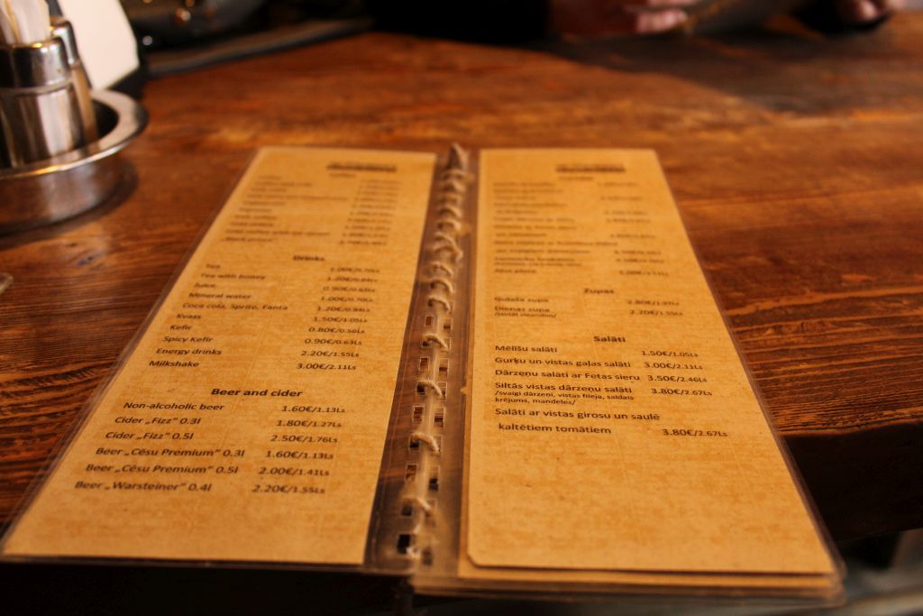 Menu at Stender's Bar