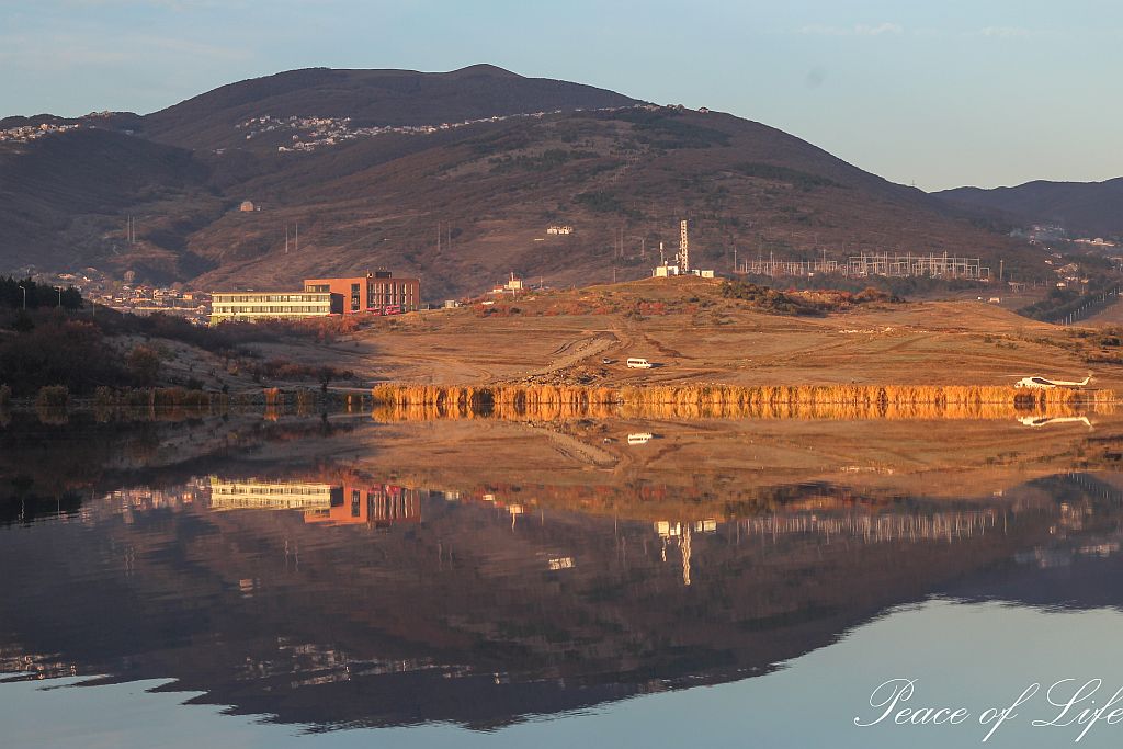 Mountain reflection on water