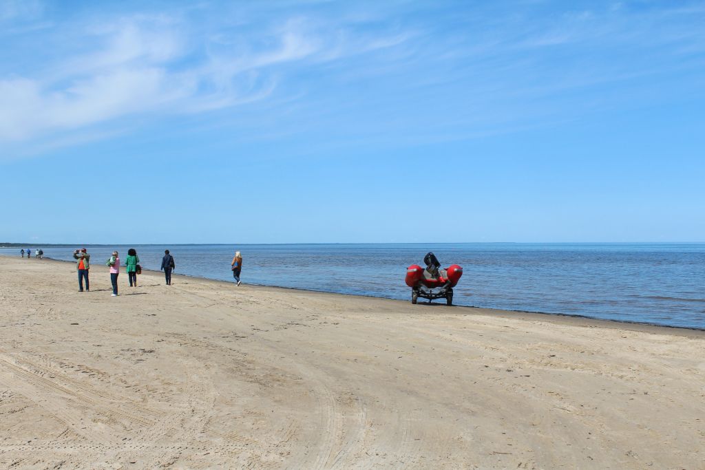 Jūrmala beach, a safety  boat