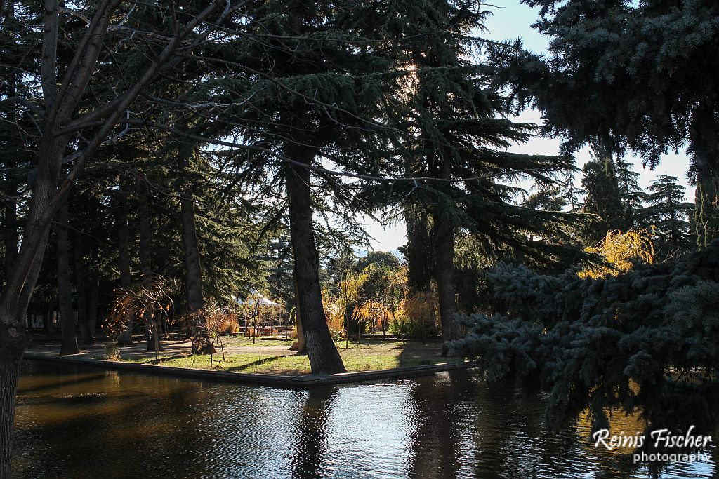 Trees and open air pools at Expo Georgia garden territory