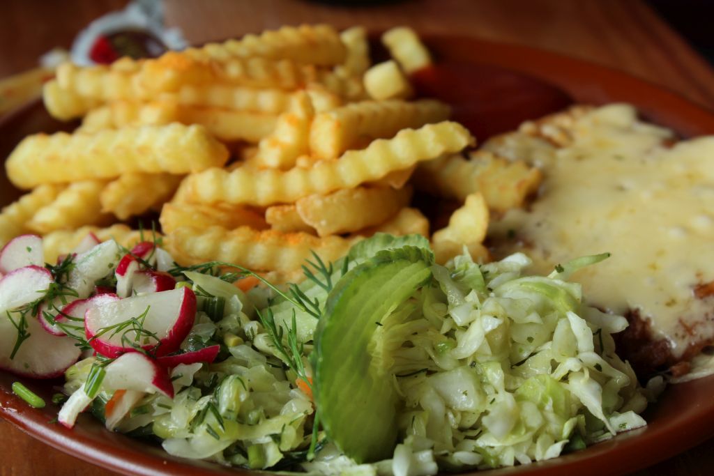 French fries and pork chop