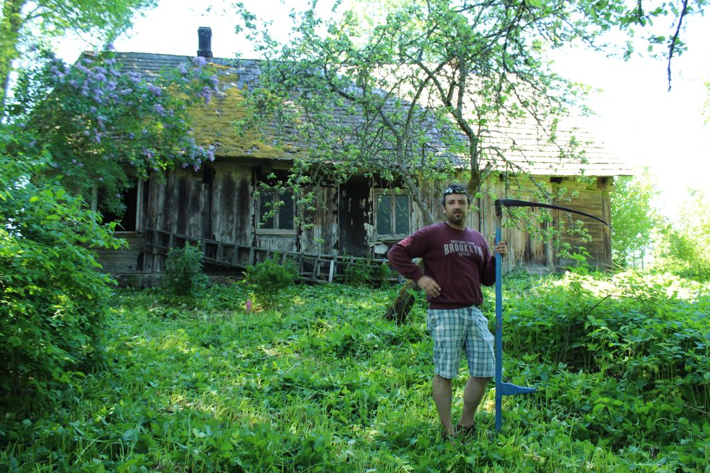 Author of this blog captured in action - moving grass