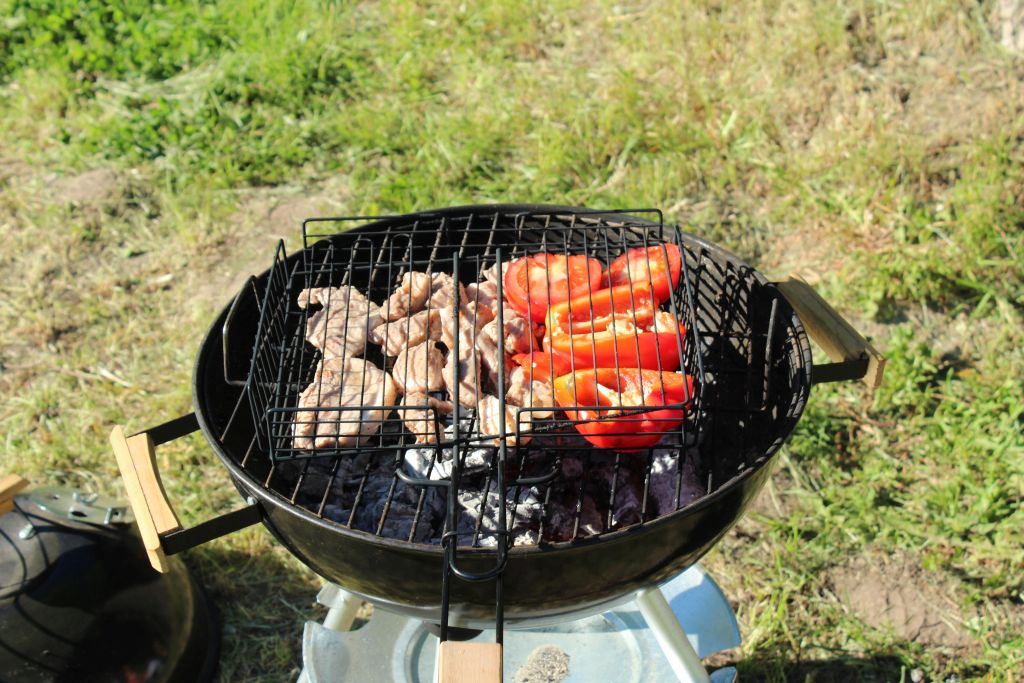 Chicken meat grilled together with tomatoes