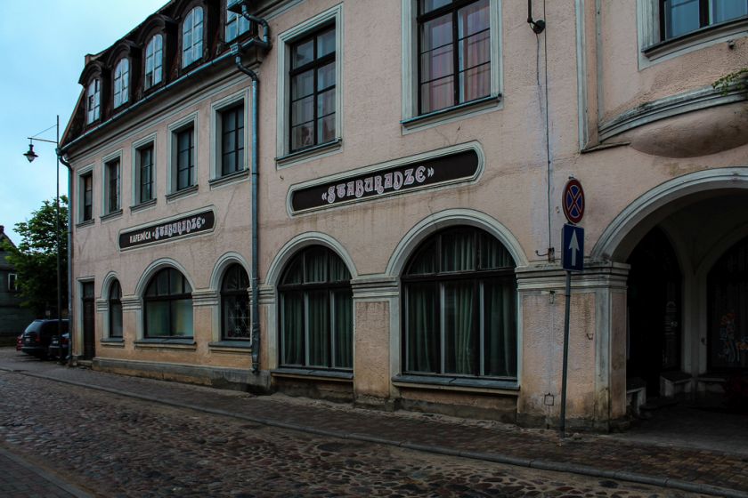Cafe Staburadze building in Kuldiga