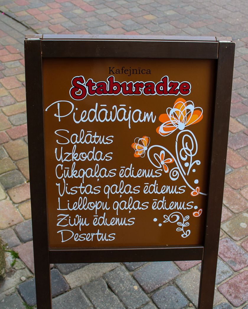 Menu at Cafe Staburadze