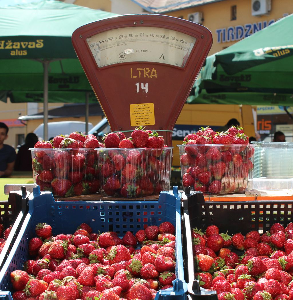 Strawberries for sale at Riga Central market