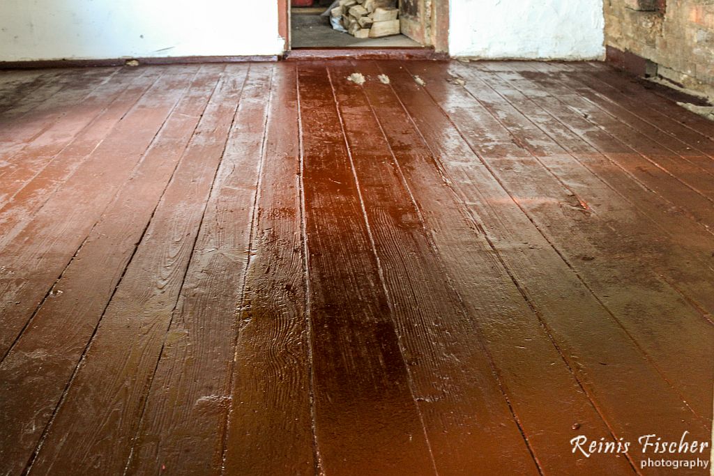 Kitchen floor after first layer applied 