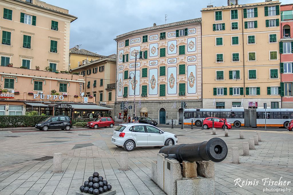 Our Volkswagen Polo parked next to Puppo hotel in Genoa