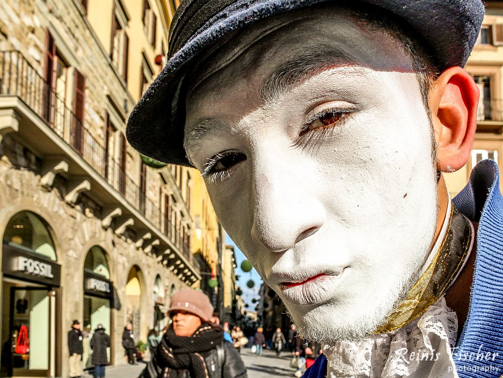 Mime posing for a shot in Florence