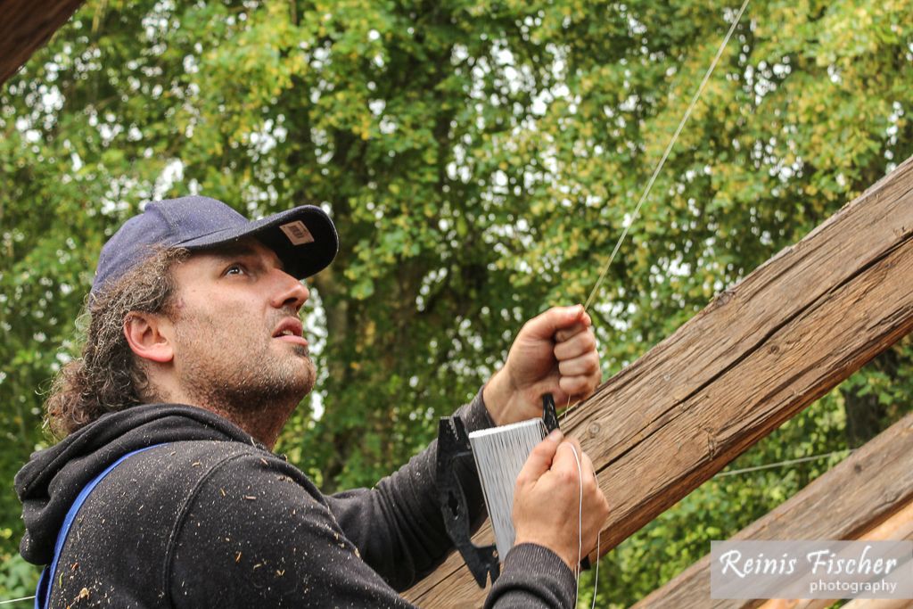 Using string to measure level of beams