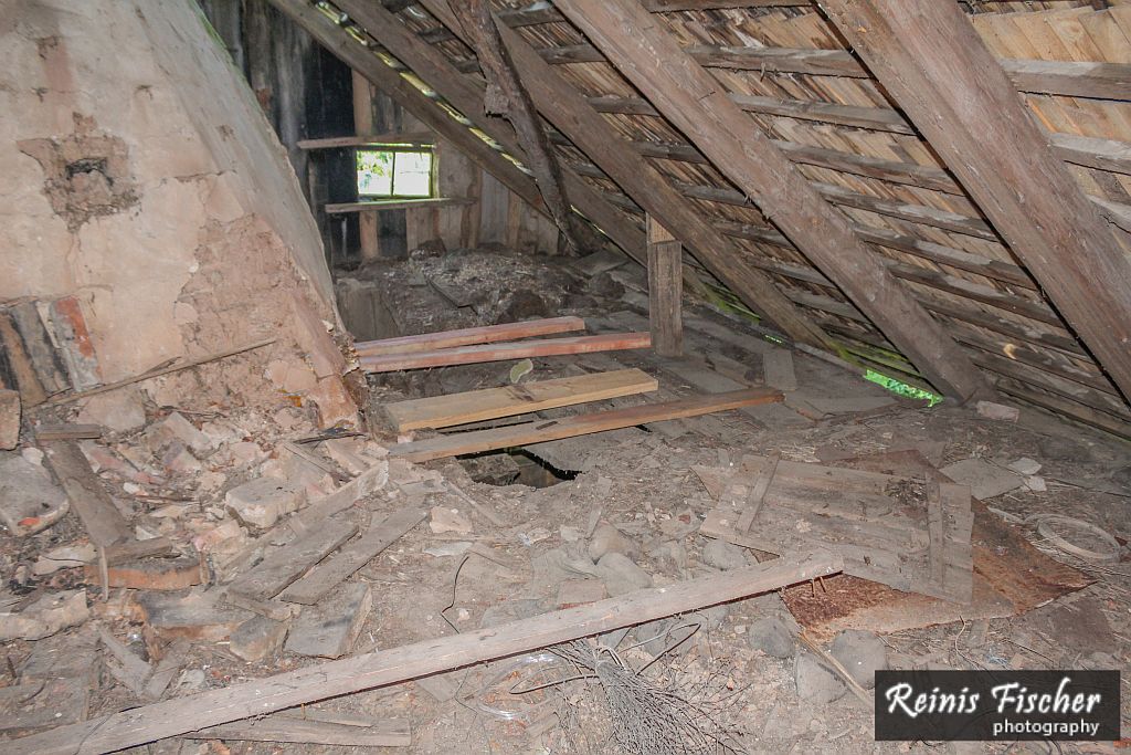 Wooden boards around chimney