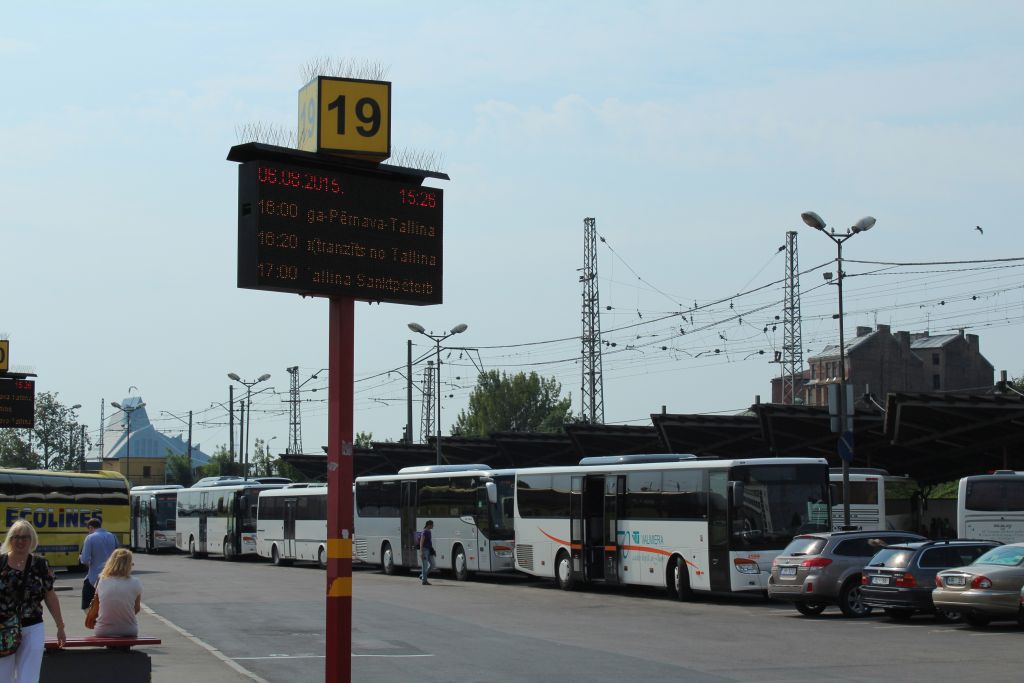 Waiting for our coach at Riga Coach Station