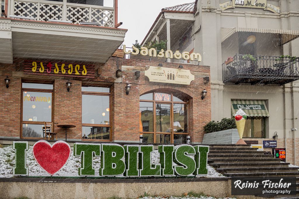 I Love Tbilisi sign at restaurant