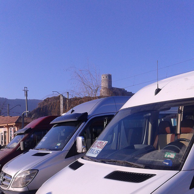 Minibuses at Akhaltikhe (close to Rabati Castle Complex_