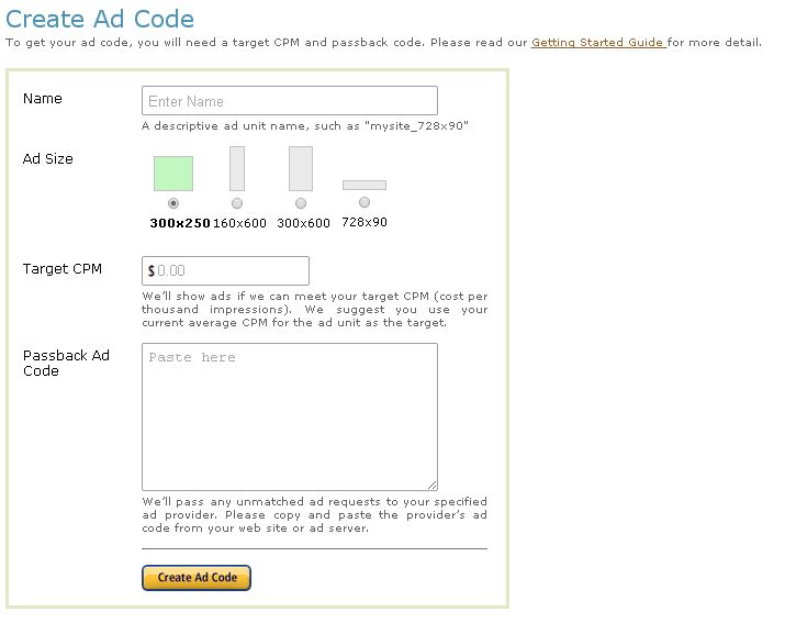 Amazon CPM Ad Code