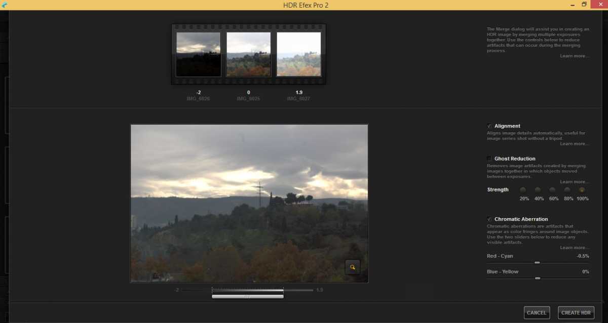 Merging Images in HDR Efex PRO