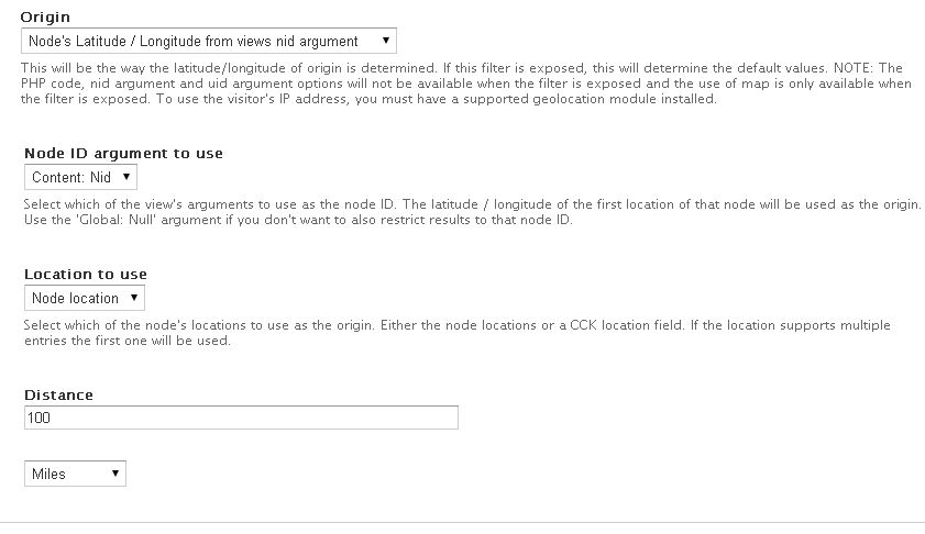 Drupal views distance filter