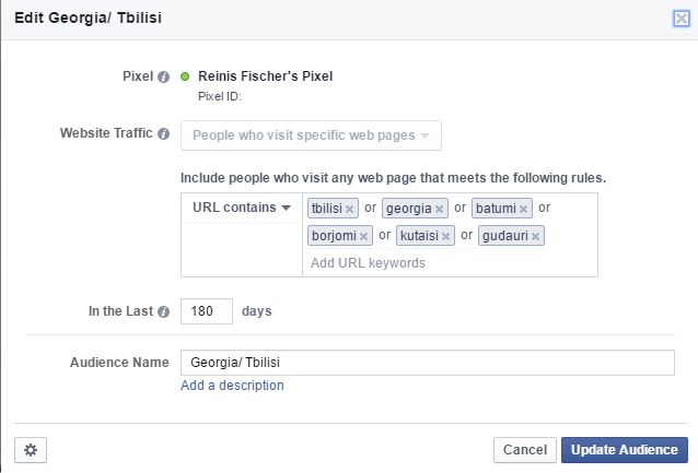Facebook Custom Audience with URL parameters 