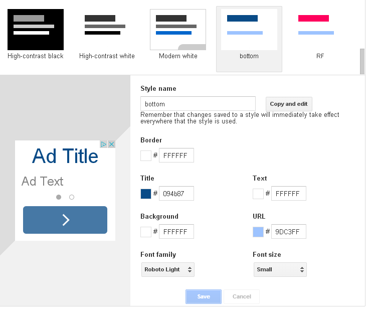 Google Adsense Ad styles