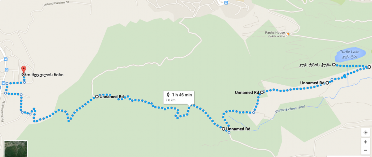 Turtle Lake - Tskneti trail map