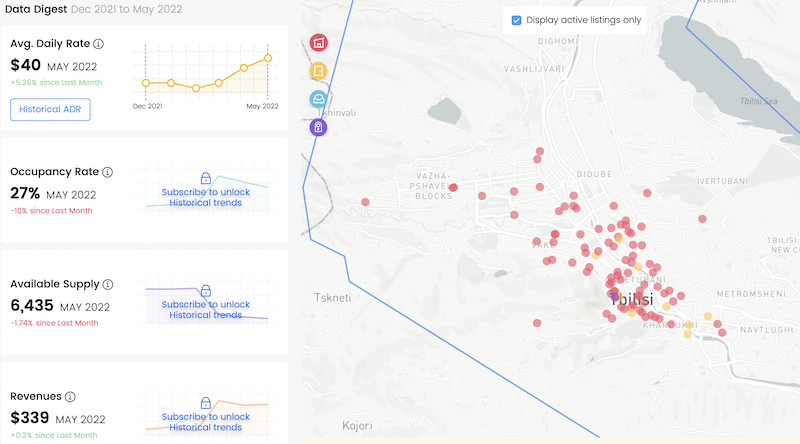 Tbilisi airbnb market overview May 2022