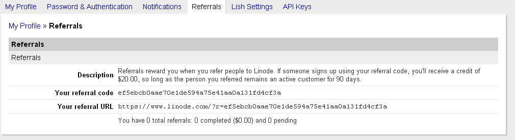 Linode referrals